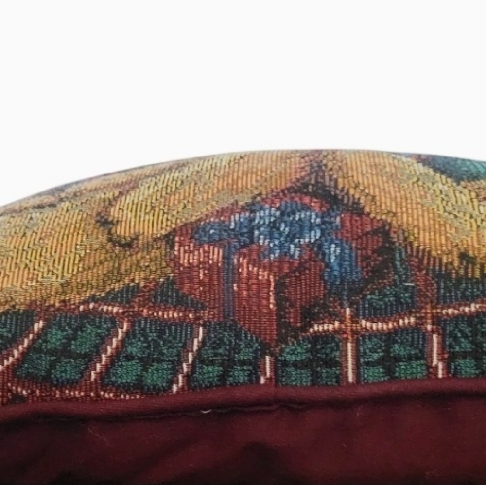 Christmas Bears Pillow Tapestry Burgundy Needlework Design Holiday Decor 16 X 12 - Picture 6 of 6